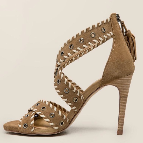 Boho Leather Tassels High Heel Sandal - Picture 3 of 4